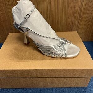 Anthropologie Strappy Heels Silver size 8 Brand new never been worn in box